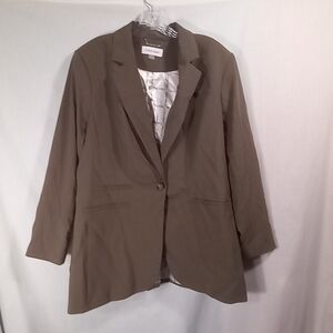 Calvin Klein Olive Green Single Button Blazer Size 18W